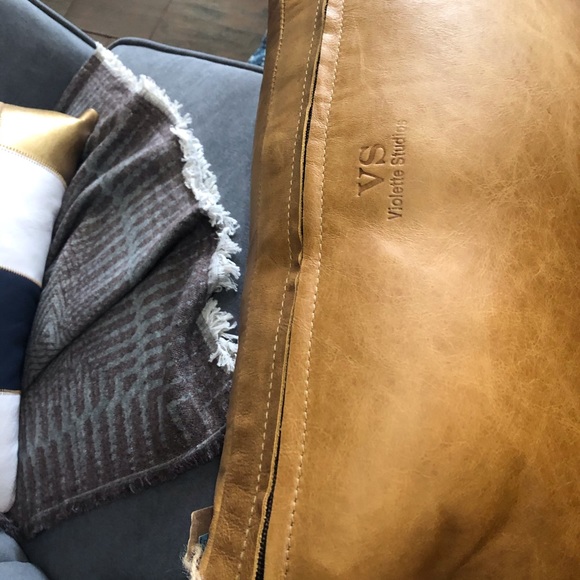 Leather tan and zebra print hair hide pillow NWT - Picture 3 of 3